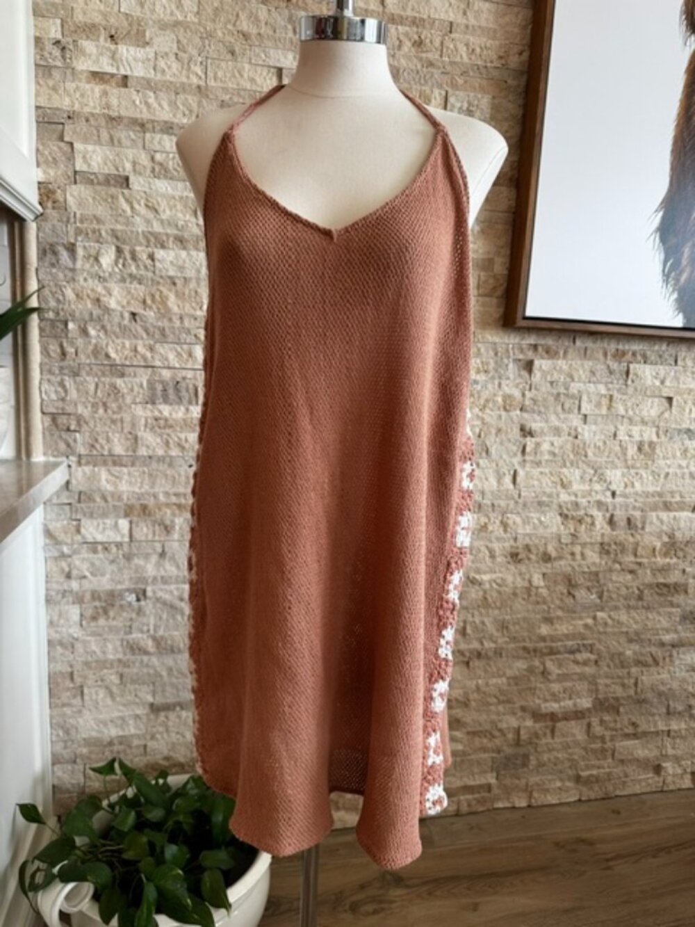 Roxy Crochet Brown Dress Cover-up XL